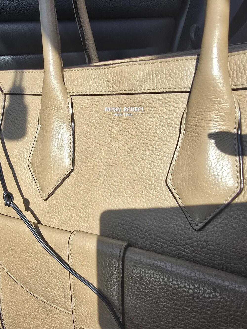 henri bendel Pebbled Leather Tan Tote Bag